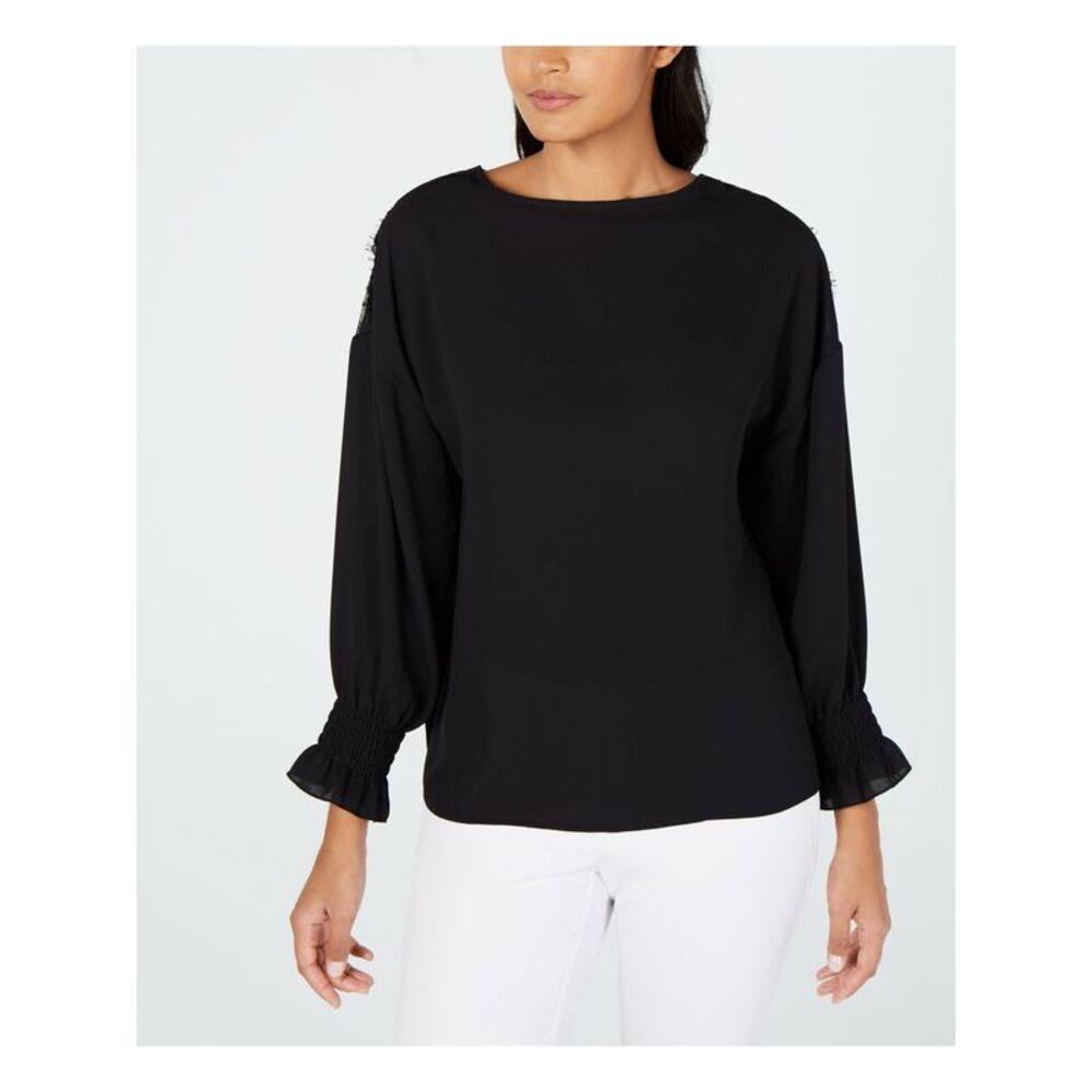 28th & Park Womens Blouse Long Sleeve Jewel Neck